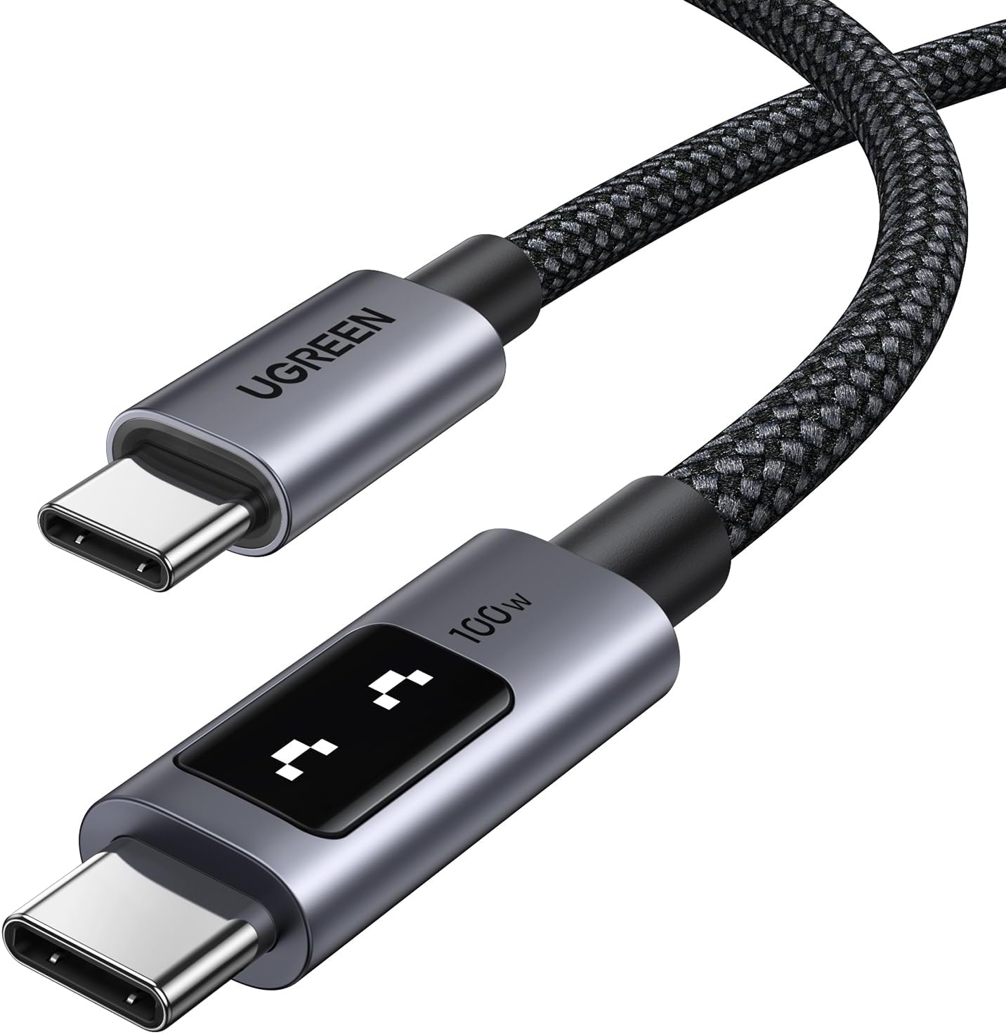 Cablu de date UGREEN UNO, USB-C - USB-C, Fast Charge, 3m, 100W, Gri