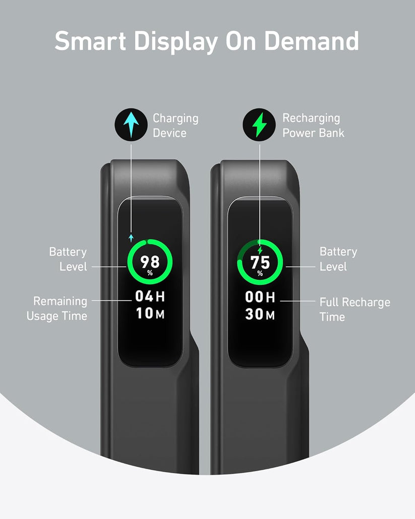 Baterie externa wireless Anker MagGo, Qi2, 10.000 mAh, 15W, USB-C, Suport Pliabil, Smart Display, Negru - iSTYLE RO