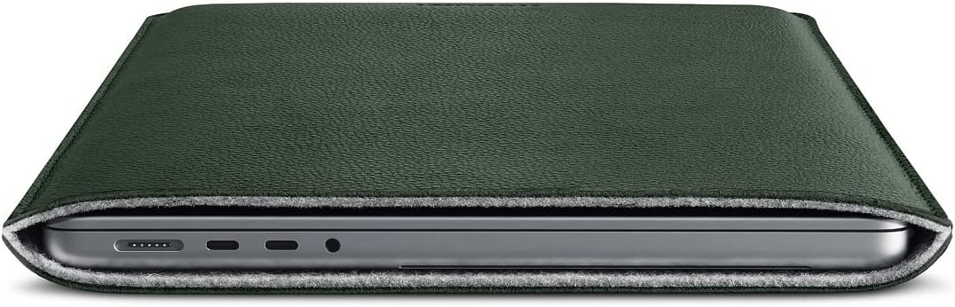 Husa de protectie Woolnut Sleeve pentru MacBook Pro 16", Piele, Verde - iSTYLE RO