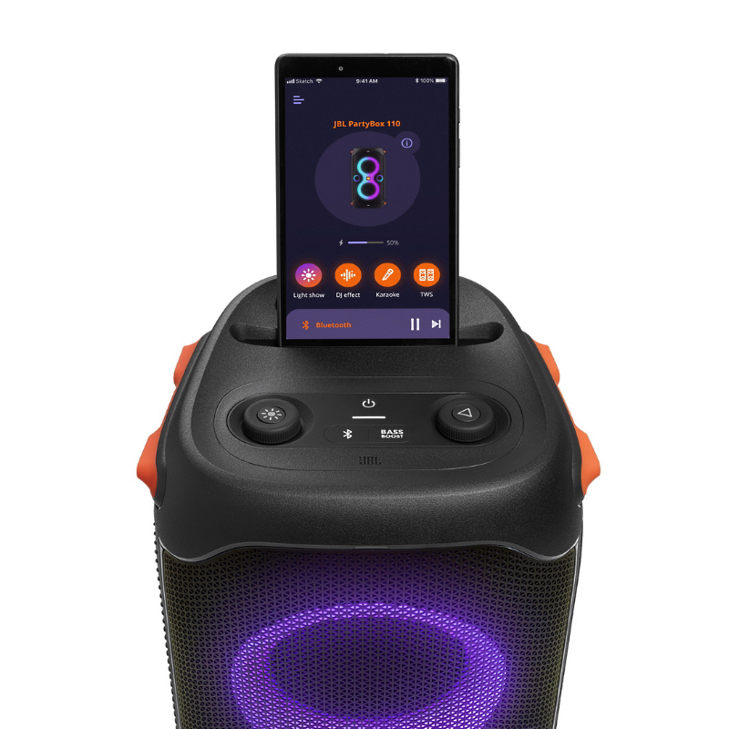 Boxa portabila JBL Partybox 110, 160W, Original Pro Sound, Dynamic light, Bluetooth, USB, Baterie 12H, IPX4, Negru - iSTYLE RO