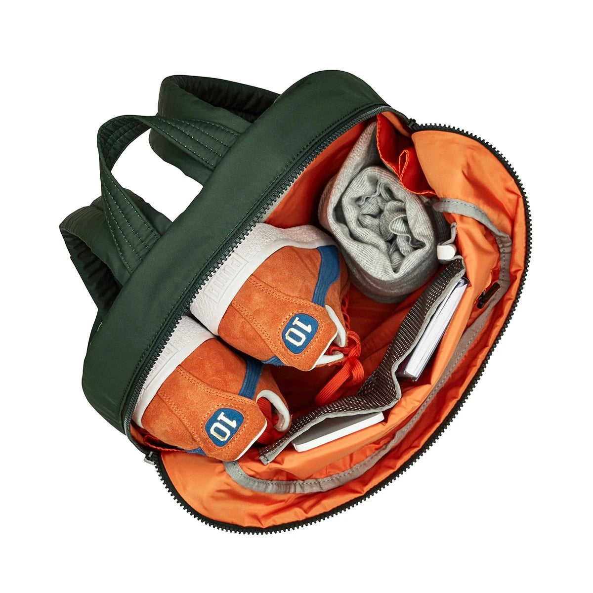 Rucsac Knomo BERLIN Backpack 15-inch Polyester w Split Leather Trim - BOTTLE GREEN (Female) - iSTYLE RO