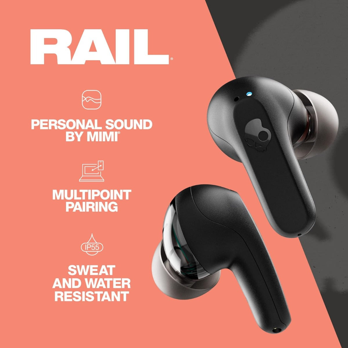 Casti In-Ear, Skullcandy Rail True Wireless, Bluetooth, Negru - iSTYLE RO