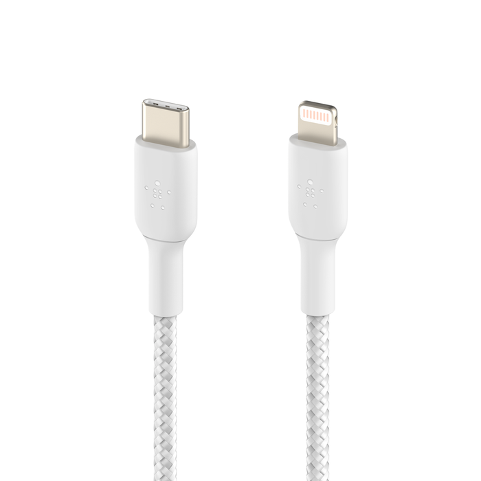 Cablu de date Belkin BOOST CHARGE USB-C la Lightning, Braided, 1m, Alb - iSTYLE RO