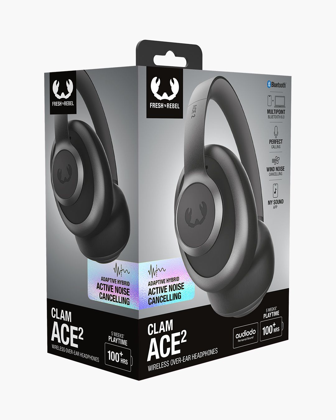 Casti Fresh 'n Rebel Clam Ace 2, Over-Ear, ANC, Bluetooth, Gri