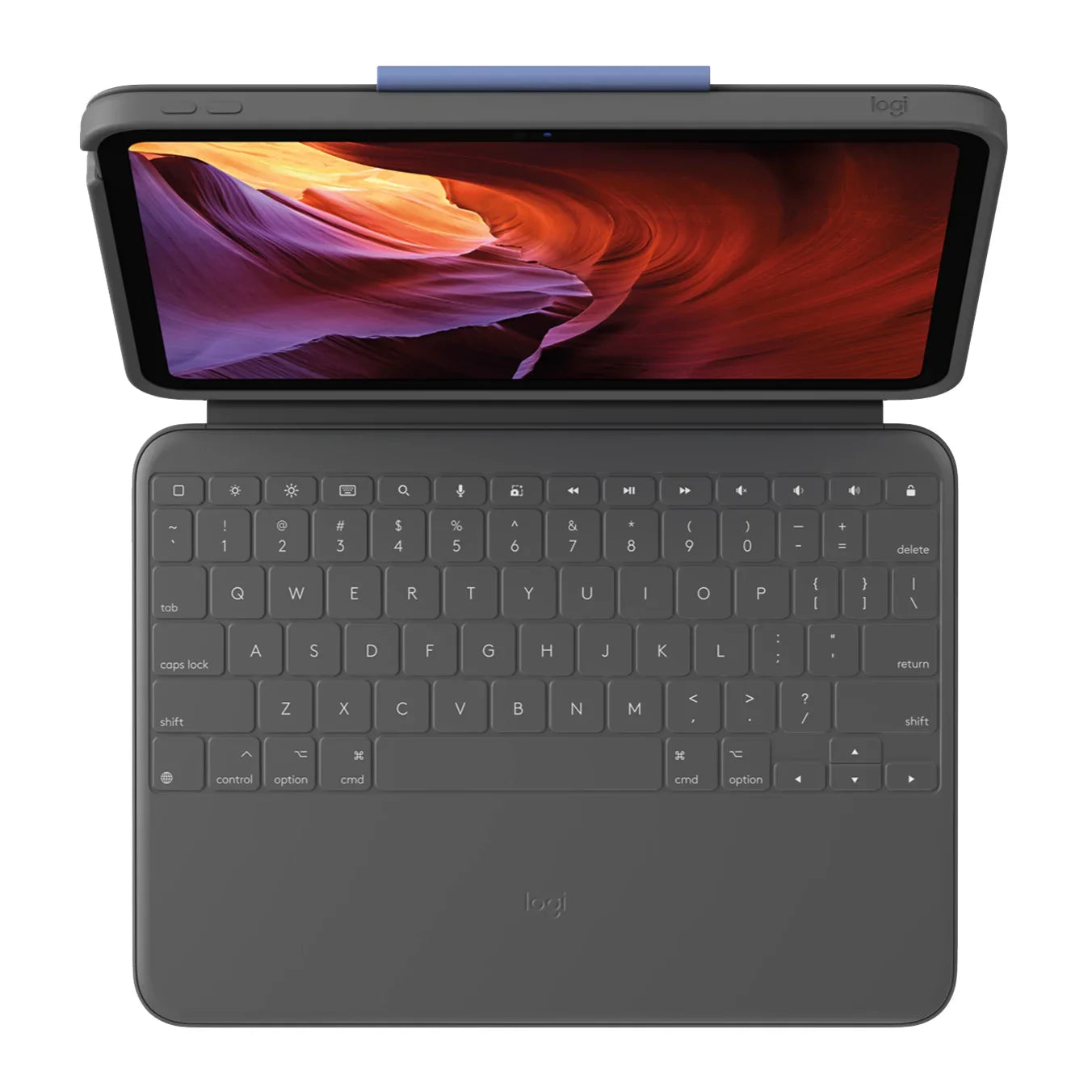 Husa cu tastatura Logitech Rugged Folio cu Smart Connector pentru iPad 10, US, Gri Oxford