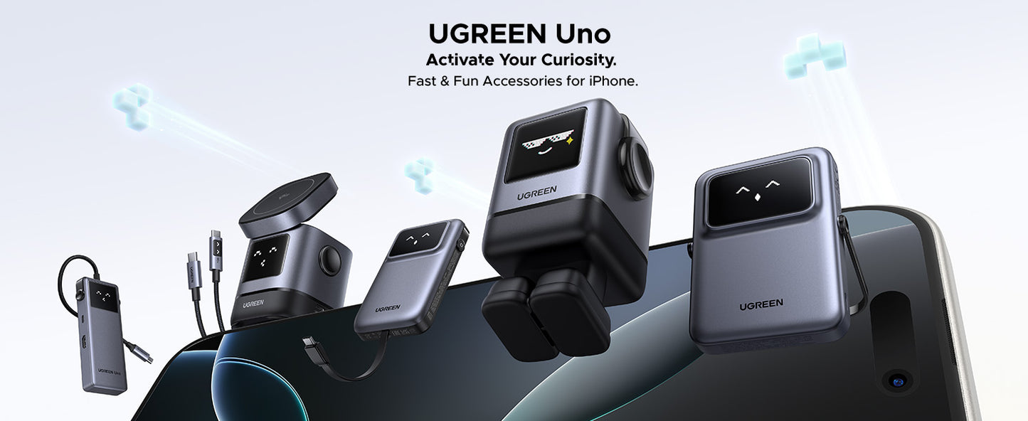 Adaptor priza UGREEN UNO, 100W GaN, Fast Charger, 1x USB-A, 3x USB-C, Negru Gri