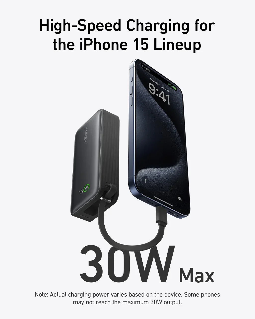Baterie externa Anker Nano 10000 mAh 30W cablu USB-C negru