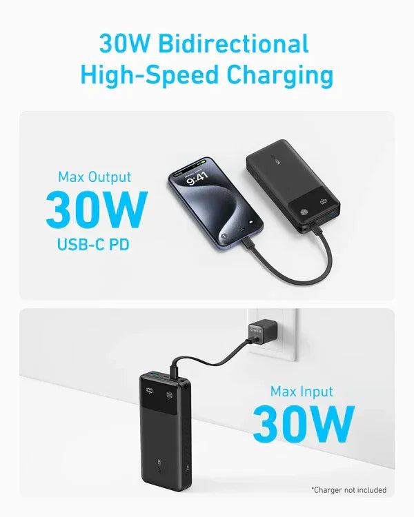 Baterie externa Anker Powercore 20000 mAh 30W cablu USB-C negru