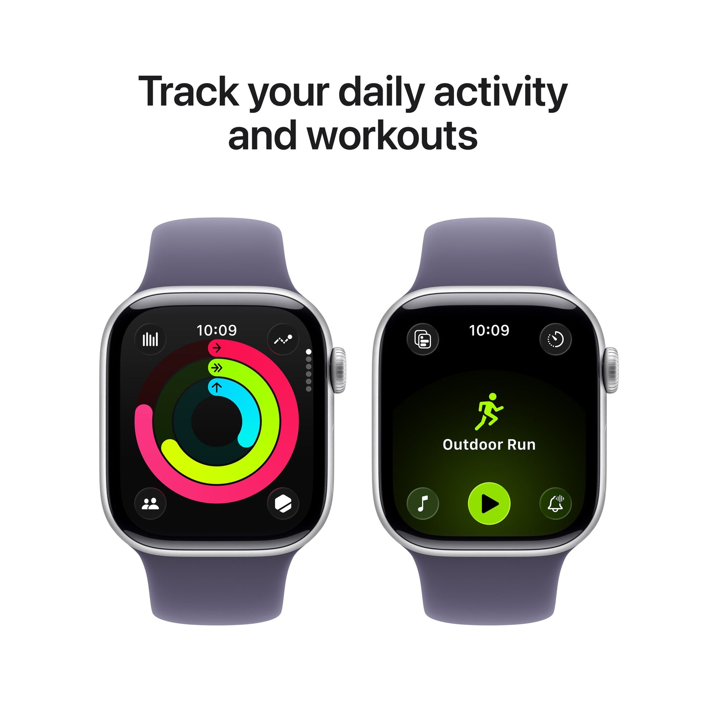 Apple Watch Series 11 GPS 42mm Silver Aluminium Case with Purple Fog Sport Band - S/M