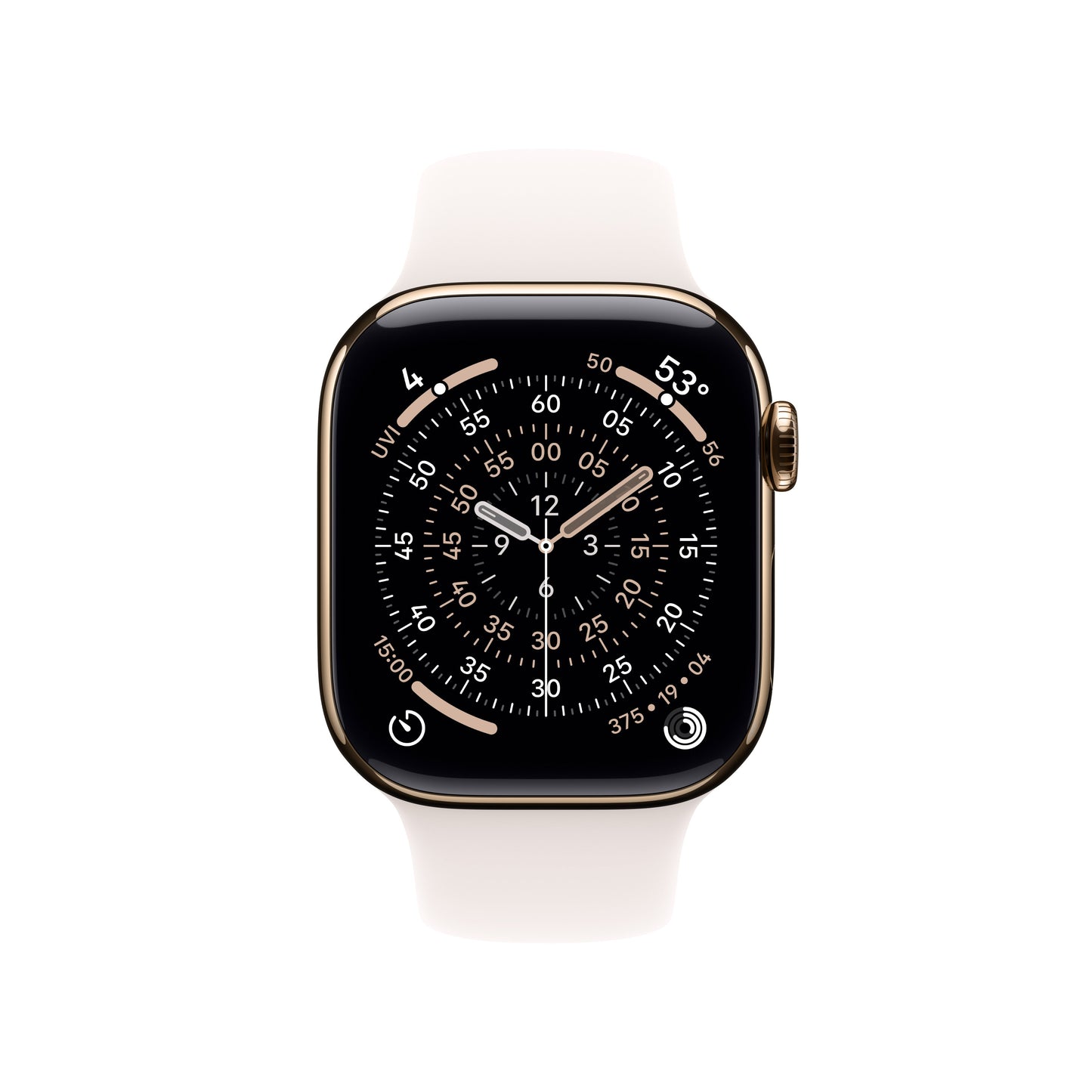 Apple Watch Series 11 GPS + Cellular 42mm Gold Titanium Case with Light Blush Sport Band - M/L