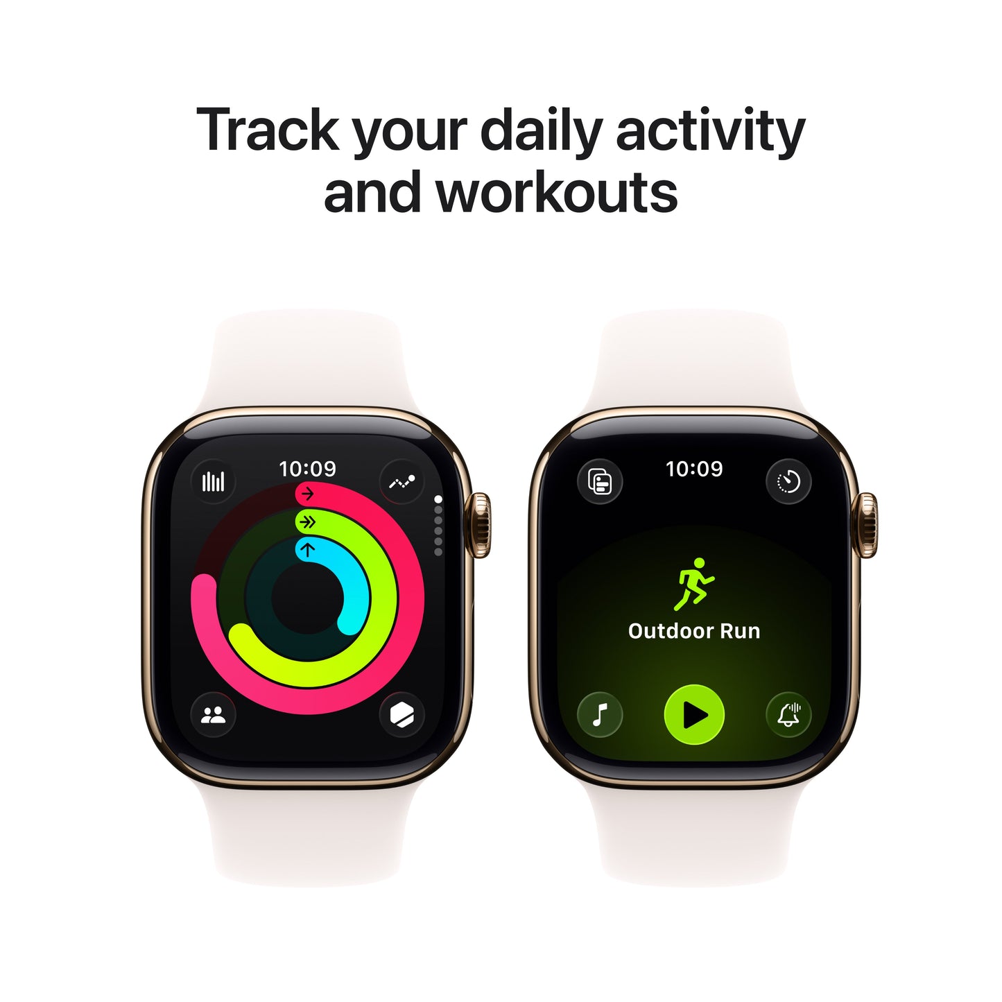 Apple Watch Series 11 GPS + Cellular 42mm Gold Titanium Case with Light Blush Sport Band - S/M