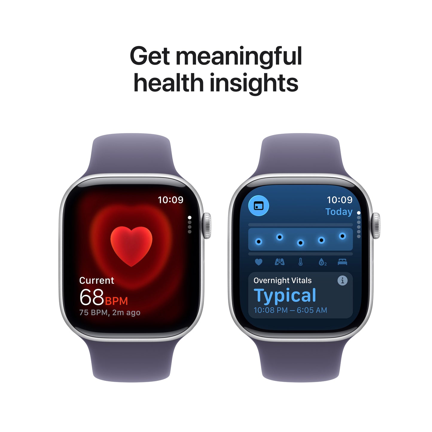 Apple Watch Series 11 GPS + Cellular 46mm Silver Aluminium Case with Purple Fog Sport Band - S/M
