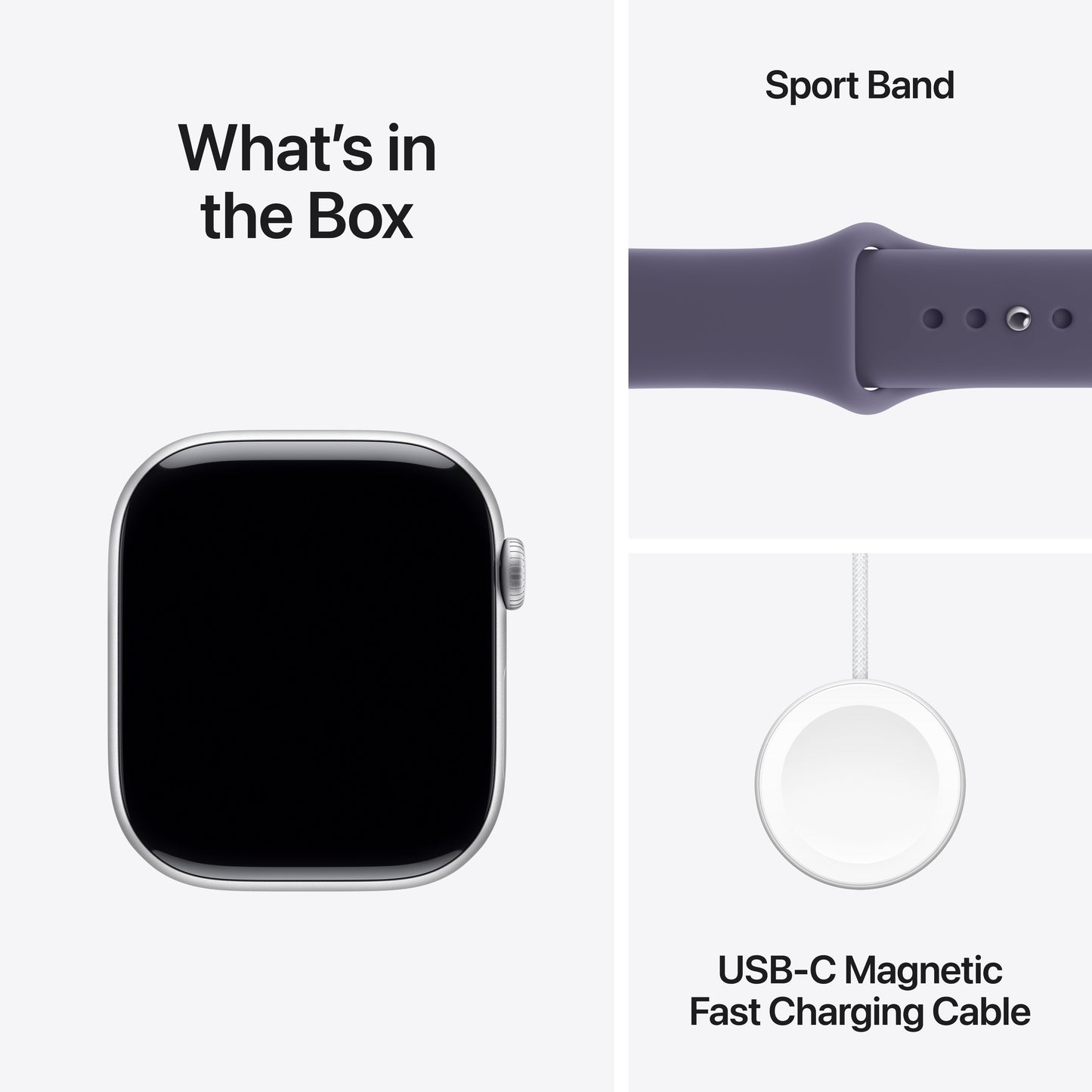 Apple Watch Series 11 GPS + Cellular 46mm Silver Aluminium Case with Purple Fog Sport Band - M/L
