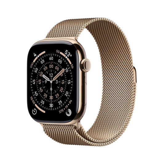 Apple Watch Series 11 GPS + Cellular 46mm Gold Titanium Case with Gold Milanese Loop - M/L
