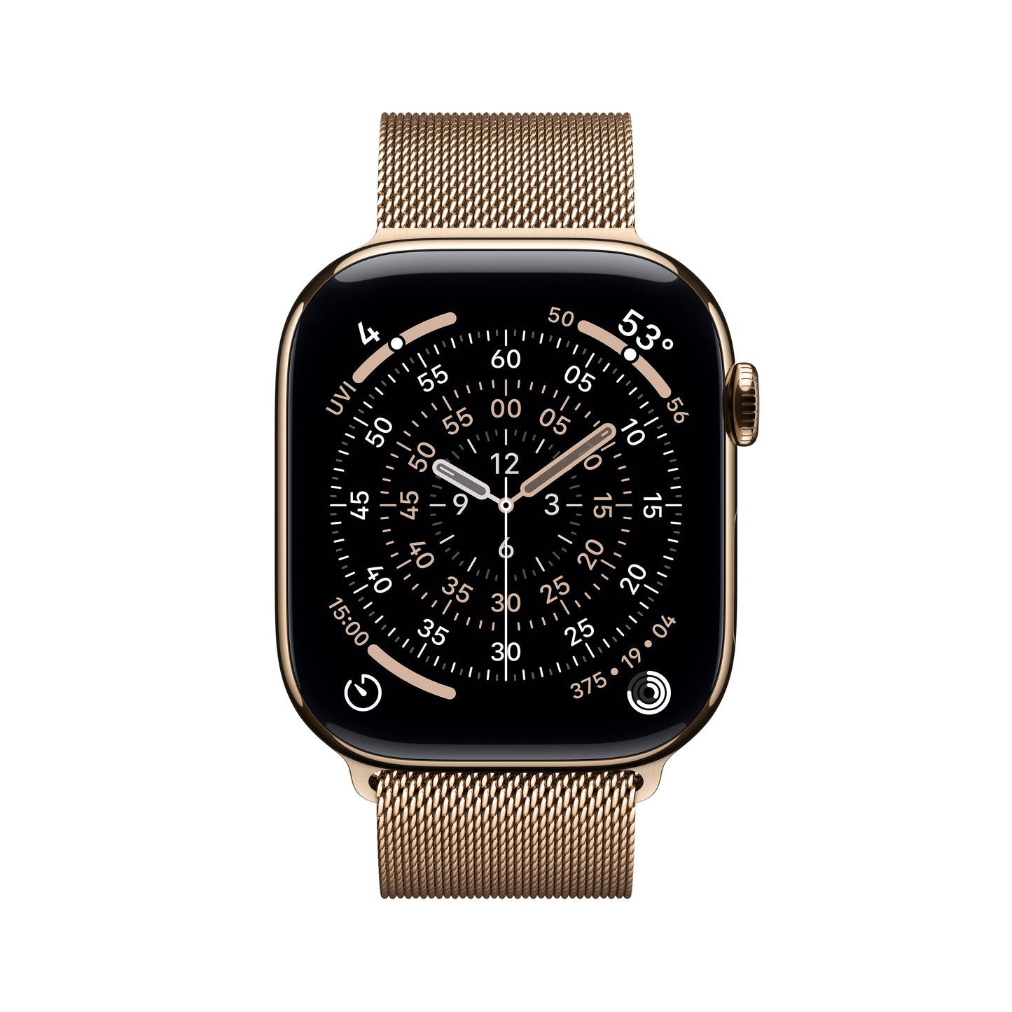 Apple Watch Series 11 GPS + Cellular 46mm Gold Titanium Case with Gold Milanese Loop - S/M