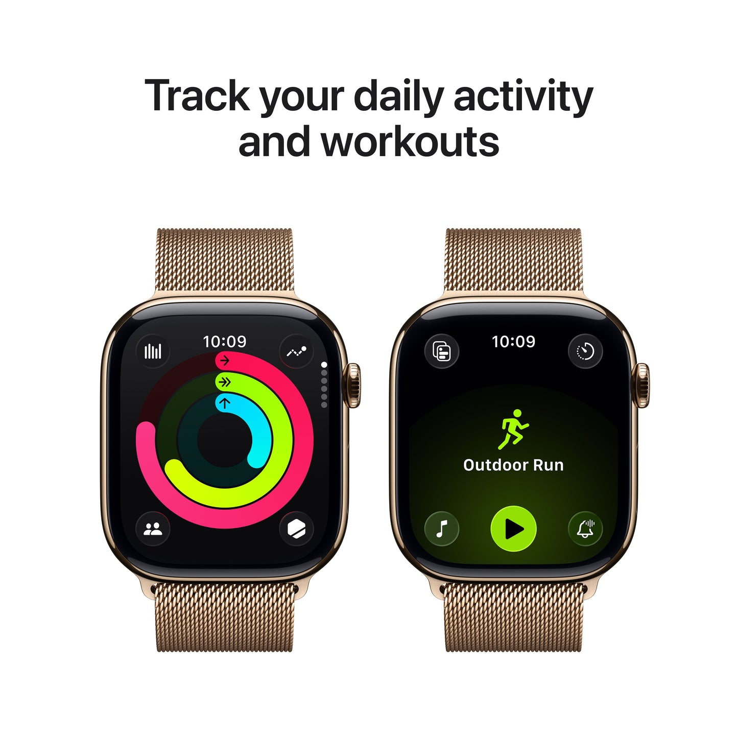 Apple Watch Series 11 GPS + Cellular 46mm Gold Titanium Case with Gold Milanese Loop - M/L