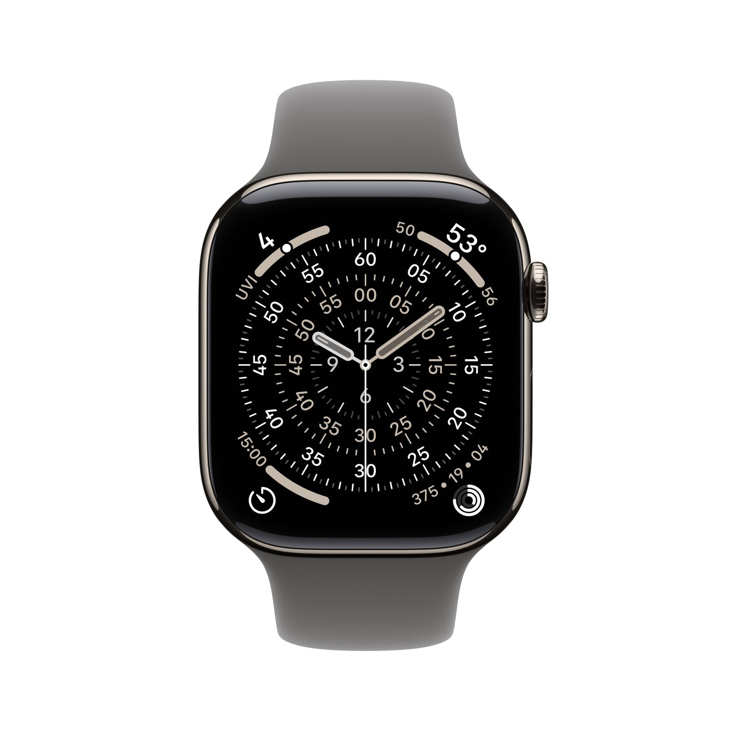 Apple Watch Series 11 GPS + Cellular 42mm Natural Titanium Case with Stone Grey Sport Band - M/L