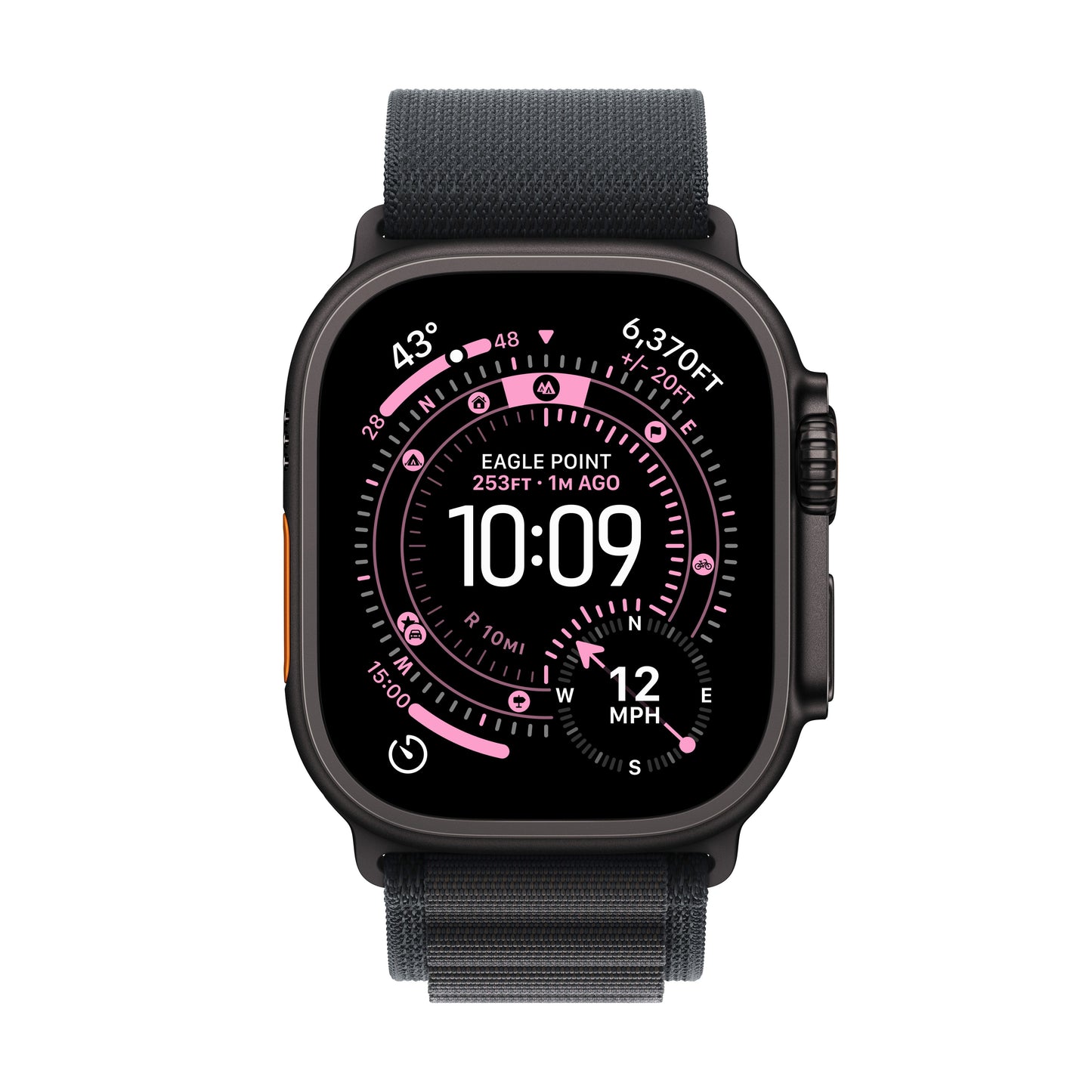 Apple Watch Ultra 3 GPS + Cellular 49mm Black Titanium Case with Black Alpine Loop - Large