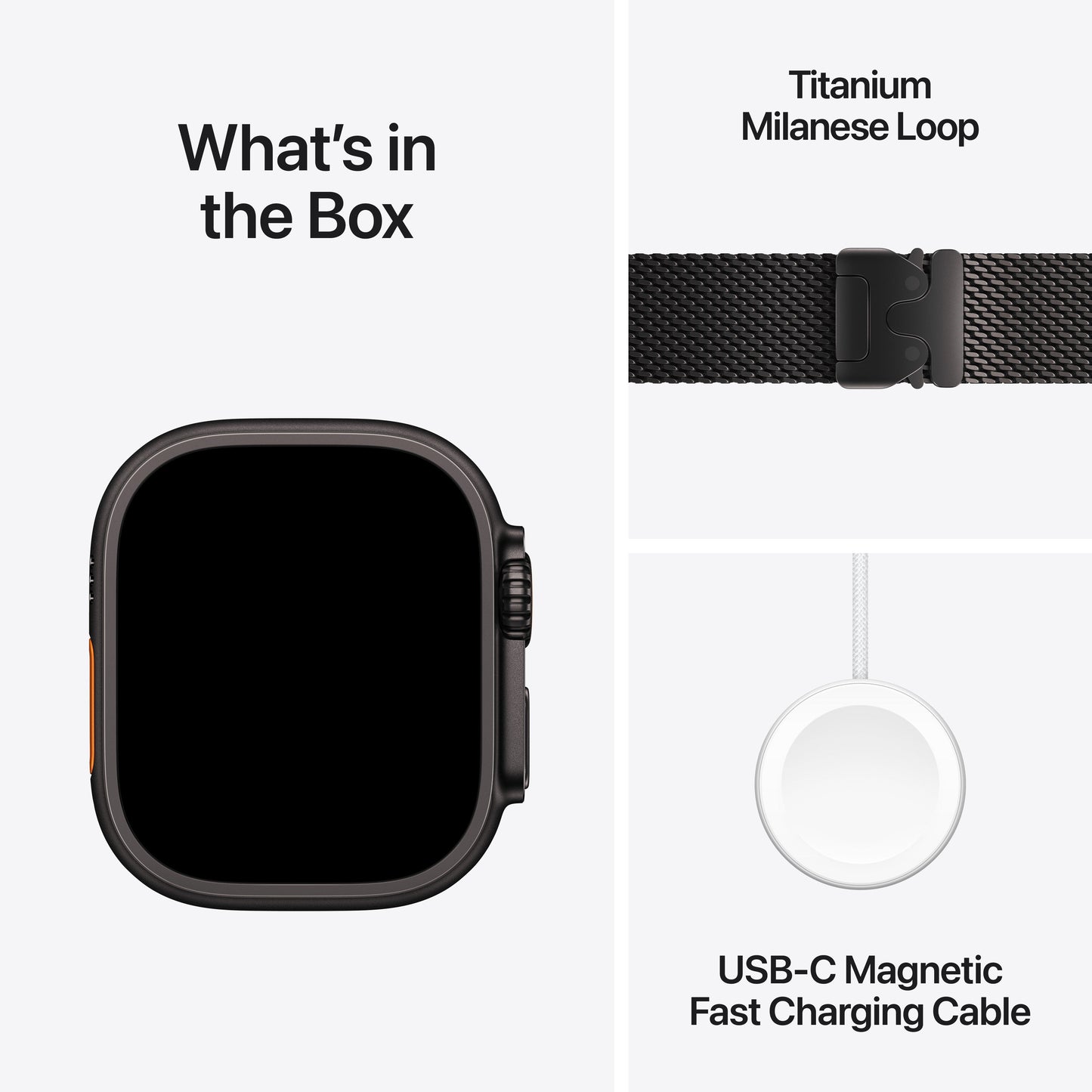 Apple Watch Ultra 3 GPS + Cellular 49mm Black Titanium Case with Black Titanium Milanese Loop - Small