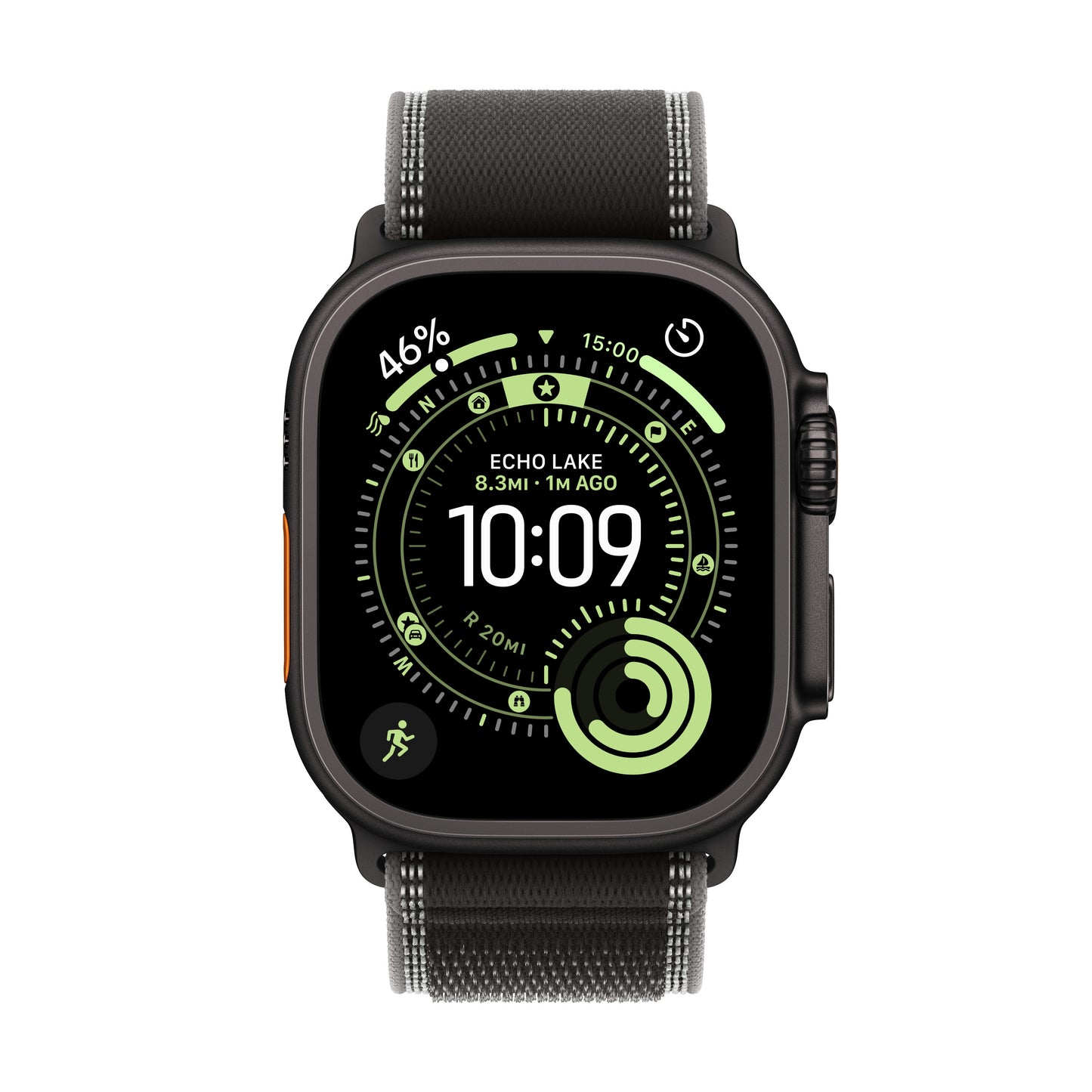 Apple Watch Ultra 3 GPS + Cellular 49mm Black Titanium Case with Black/Charcoal Trail Loop - S/M