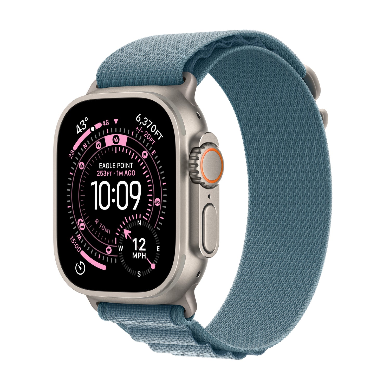 Apple Watch Ultra 3 GPS + Cellular 49mm Natural Titanium Case with Light Blue Alpine Loop - Small