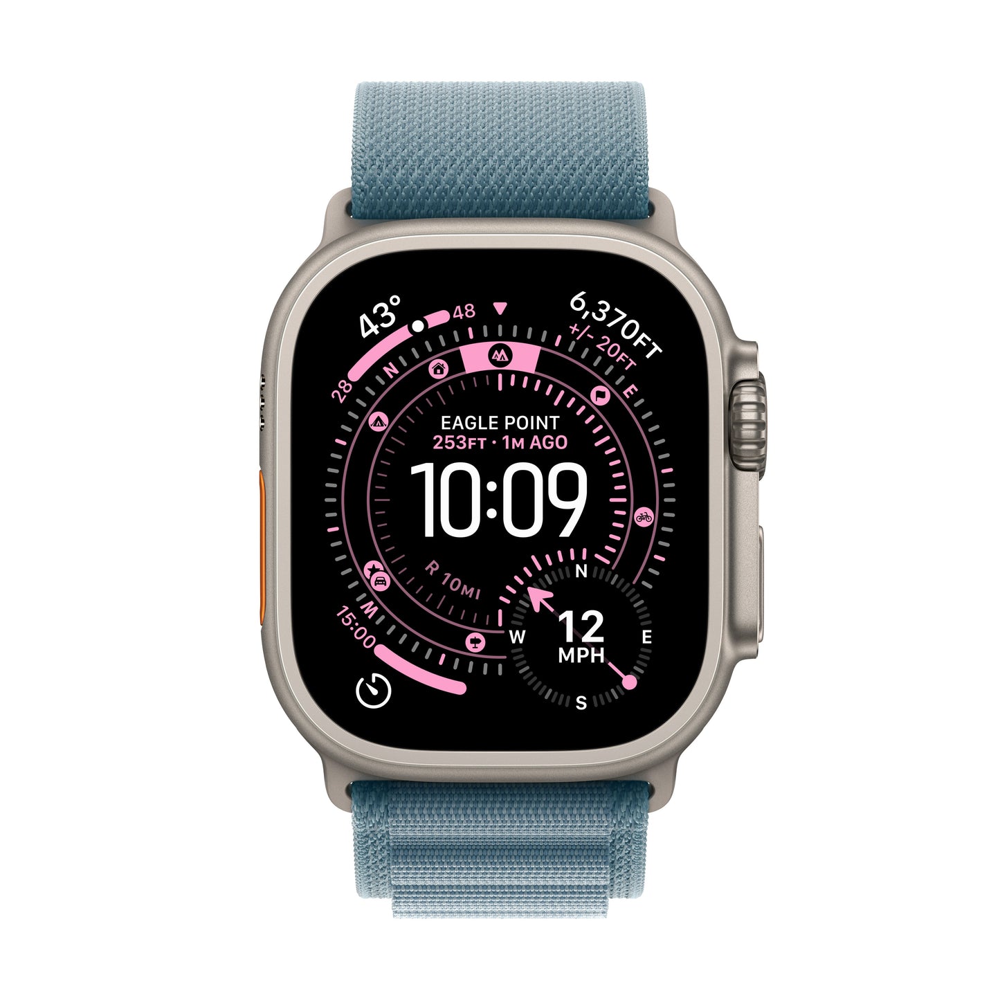 Apple Watch Ultra 3 GPS + Cellular 49mm Natural Titanium Case with Light Blue Alpine Loop - Small