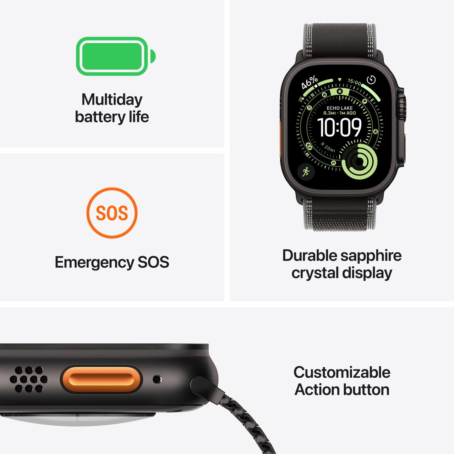 Apple Watch Ultra 3 GPS + Cellular 49mm Natural Titanium Case with Light Blue Alpine Loop - Small