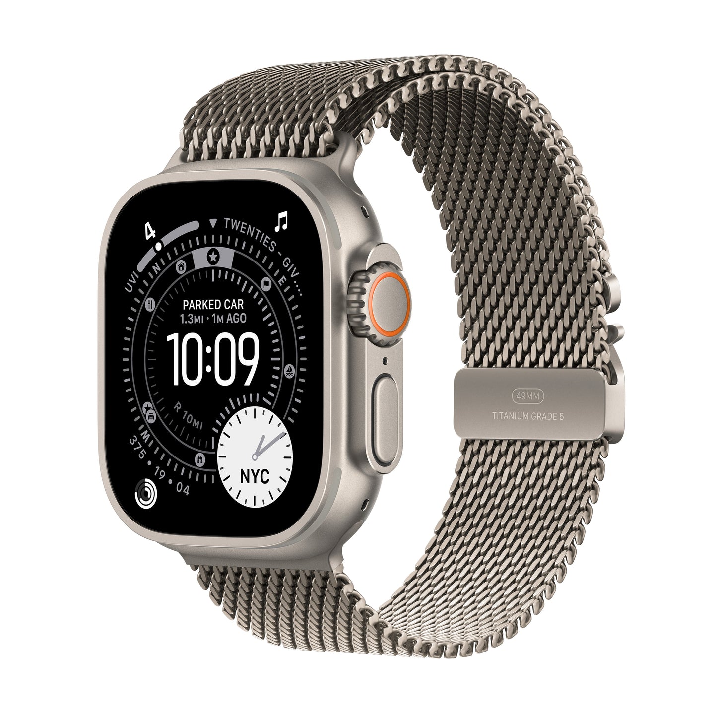 Apple Watch Ultra 3 GPS + Cellular 49mm Natural Titanium Case with Natural Titanium Milanese Loop - Small