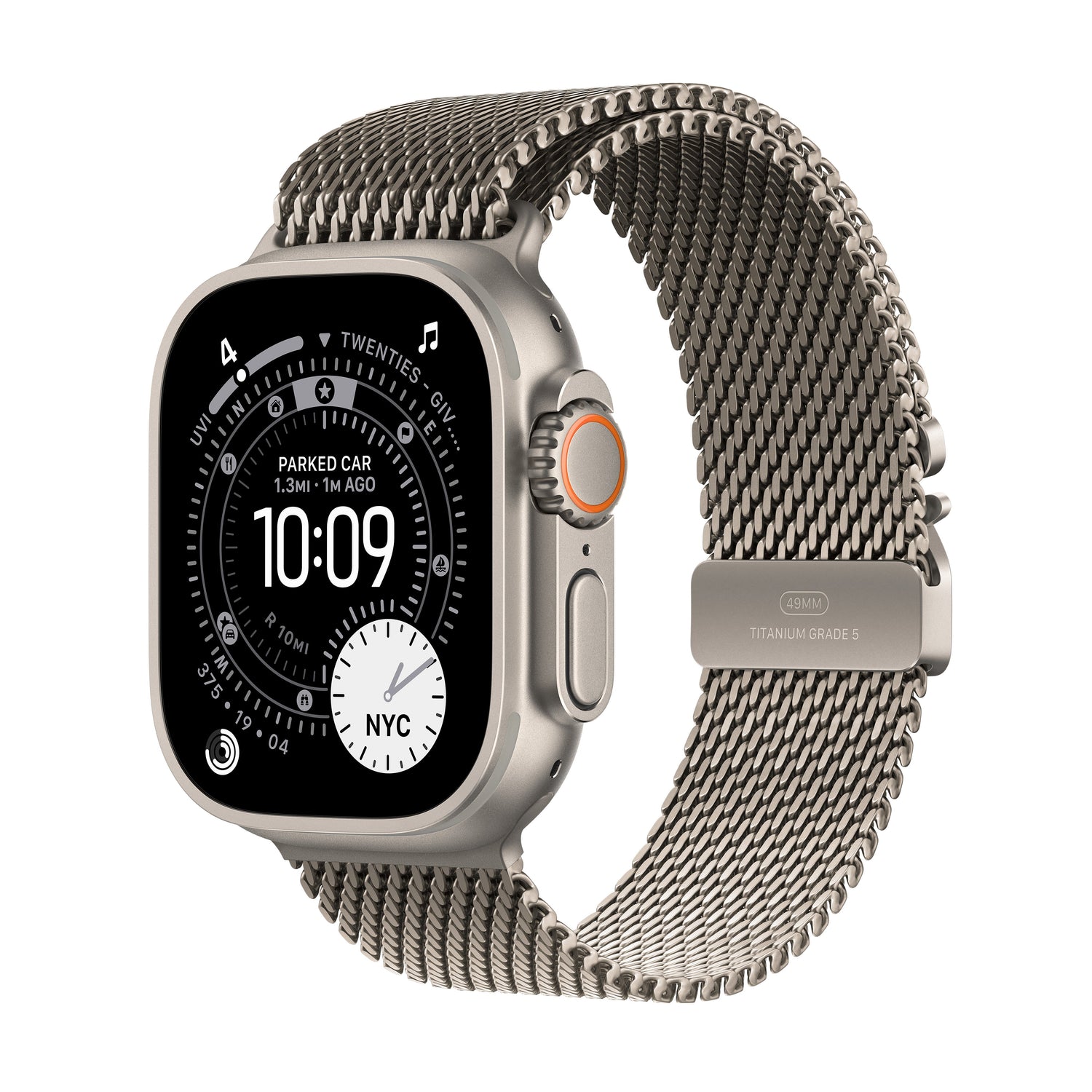 Apple Watch Ultra 3 GPS + Cellular 49mm Natural Titanium Case with Natural Titanium Milanese Loop - Small