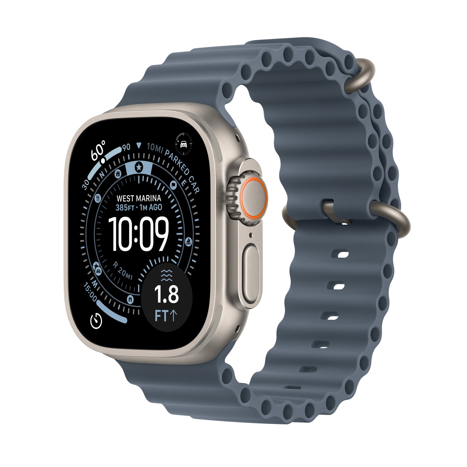 Apple Watch Ultra 3 GPS + Cellular 49mm Natural Titanium Case with Anchor Blue Ocean Band