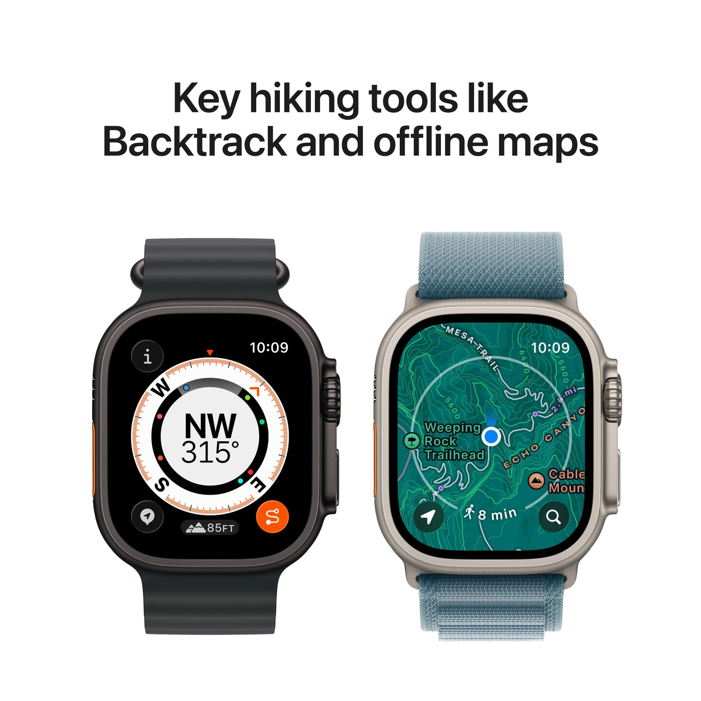 Apple Watch Ultra 3 GPS + Cellular 49mm Natural Titanium Case with Blue/Bright Blue Trail Loop - S/M
