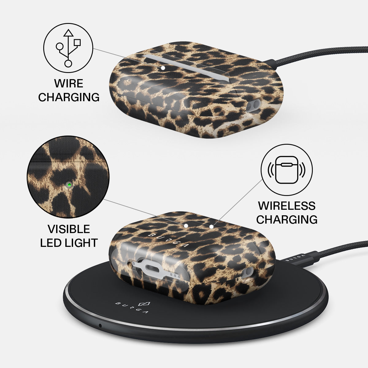 Husa de protectie BURGA pentru AirPods Pro 3, Maro - iSTYLE.ro