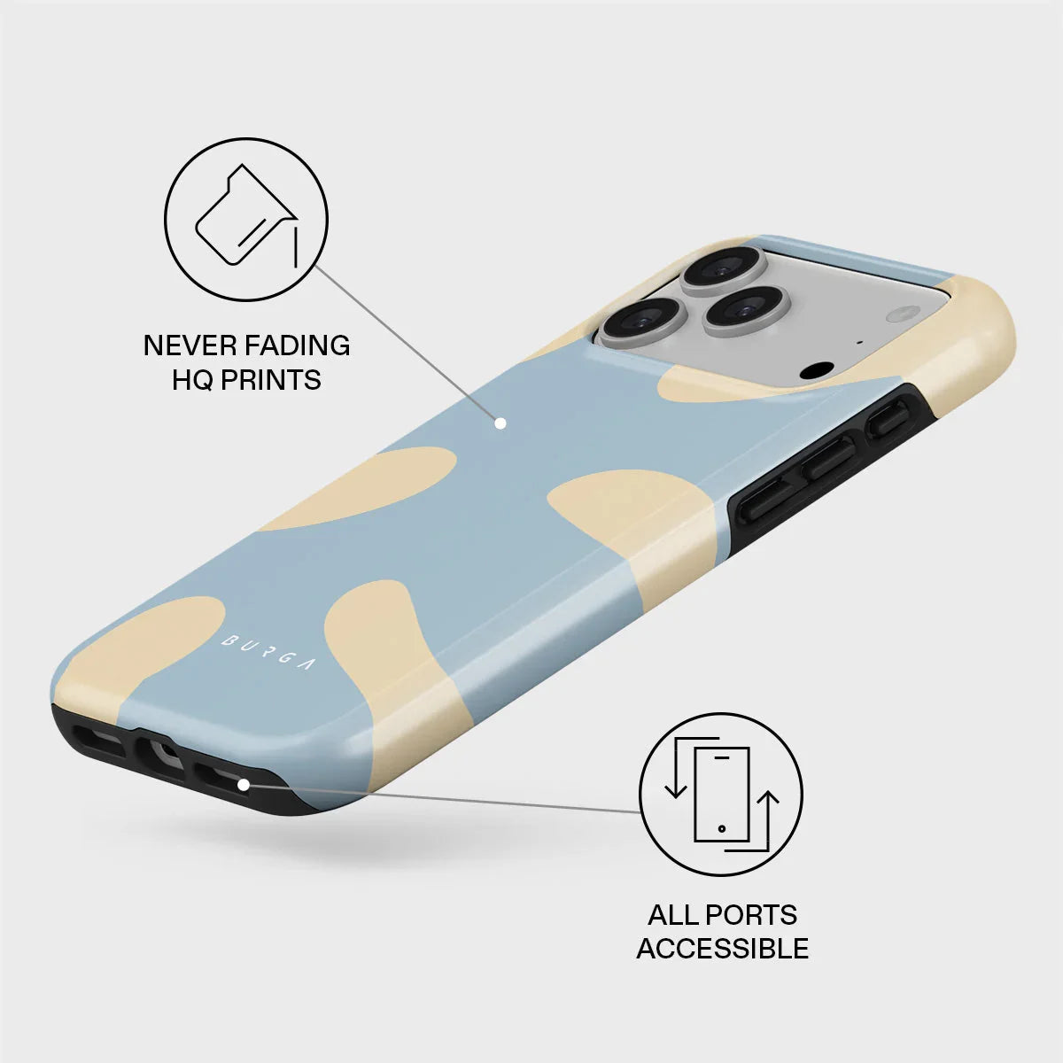 Husa de protectie BURGA pentru iPhone 17 Pro Max, Bleu/Galben