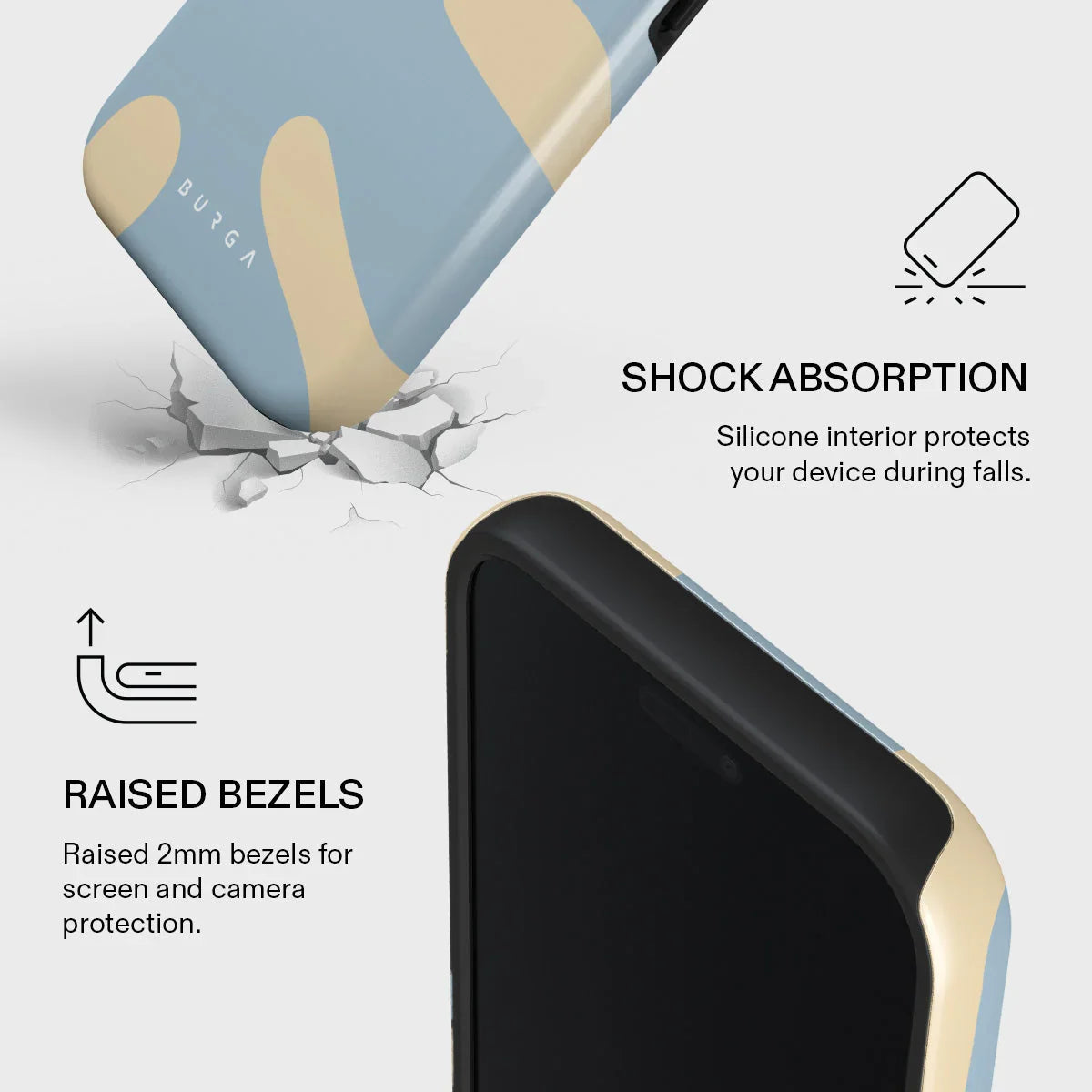 Husa de protectie BURGA pentru iPhone 17 Pro Max, Bleu/Galben