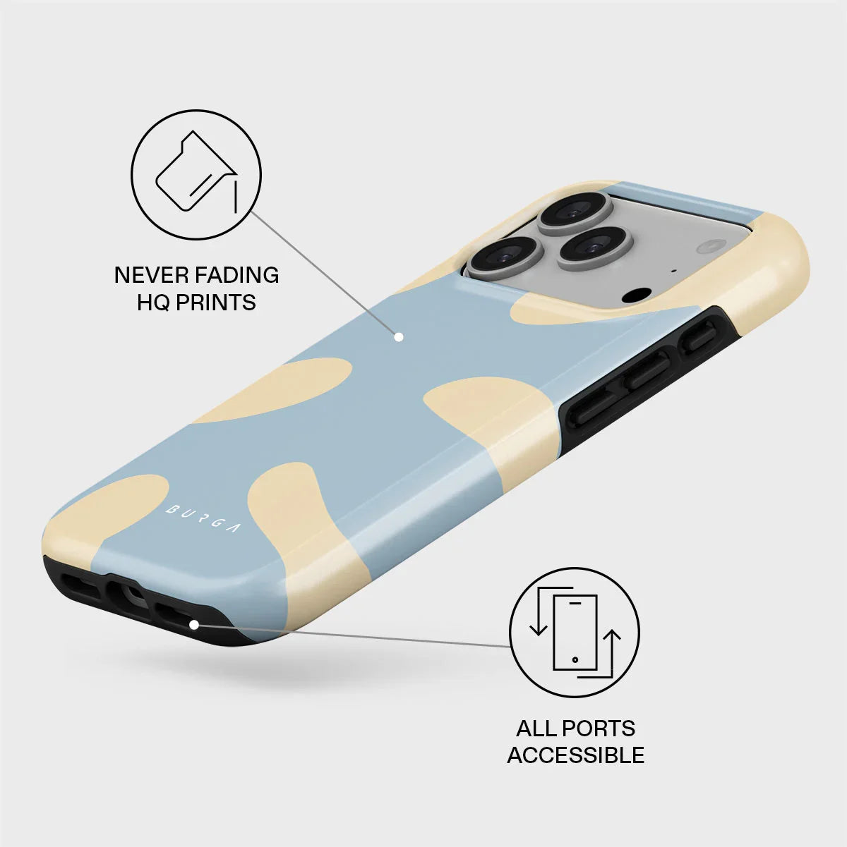 Husa de protectie BURGA pentru iPhone 17 Pro, Bleu/Galben