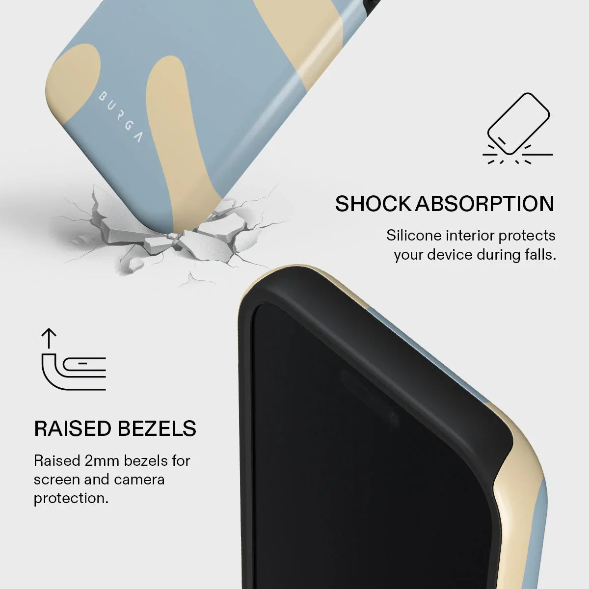 Husa de protectie BURGA pentru iPhone 17 Pro, Bleu/Galben