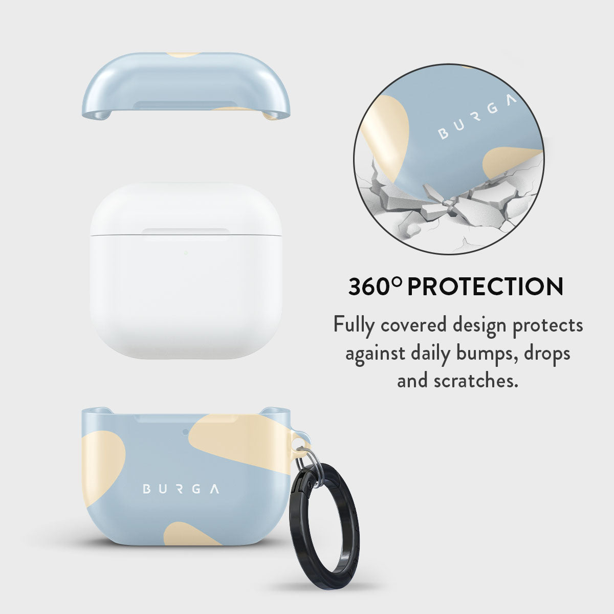 Husa de protectie BURGA pentru AirPods 4, Bleu/Galben - iSTYLE.ro