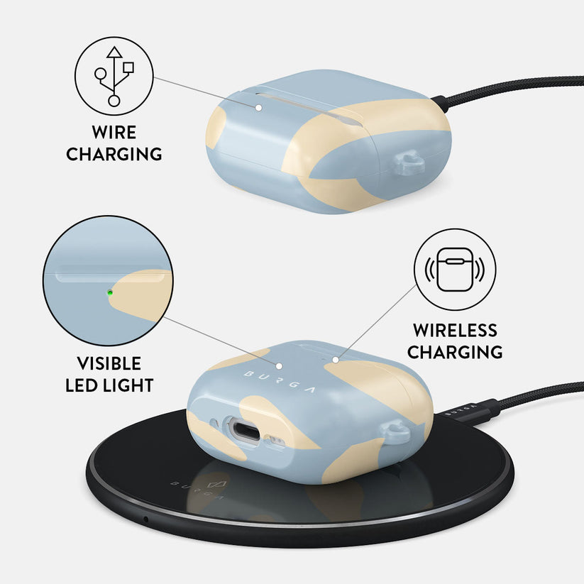 Husa de protectie BURGA pentru AirPods 4, Bleu/Galben - iSTYLE.ro