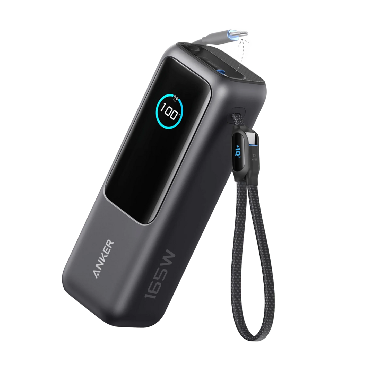 Baterie externa Anker 25000 mAh 165W cablu USB-C retractabil negru