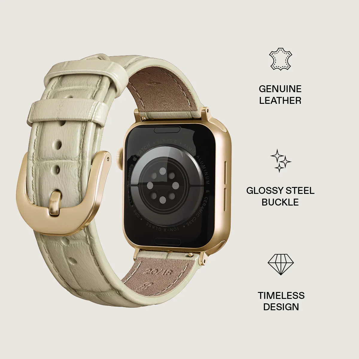 Curea BURGA pentru Apple Watch din piele BURGA Buttermelt Gold compatibila 38 / 40 / 41 / 42 mm