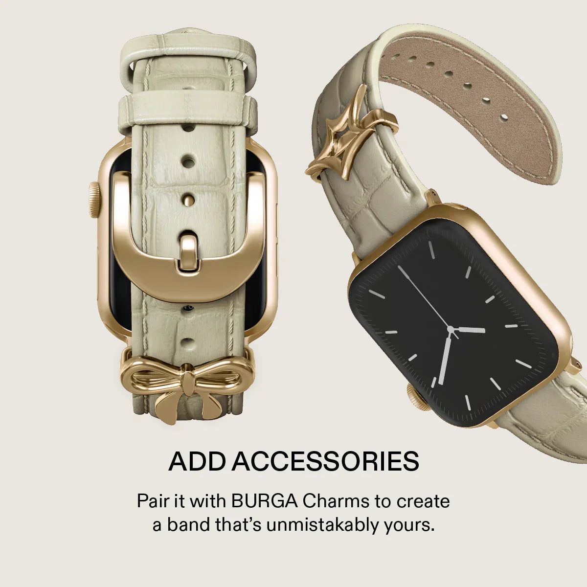 Curea BURGA pentru Apple Watch din piele BURGA Buttermelt Gold compatibila 38 / 40 / 41 / 42 mm