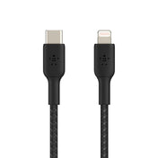 Cablu de date Belkin USB-C la Lightning Braided, 2m, Negru