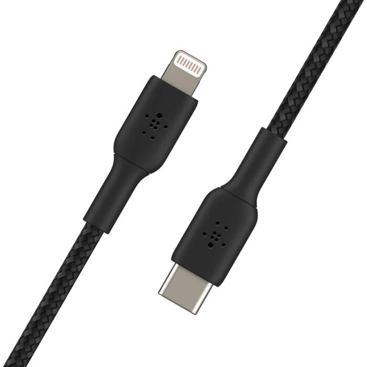 Cablu de date Belkin USB-C la Lightning Braided, 2m, Negru