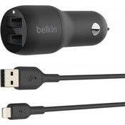 Incarcator auto Belkin BoostCharge Dual 42W - 30W USB-C PD PPS + 12W USB-A, Negru
