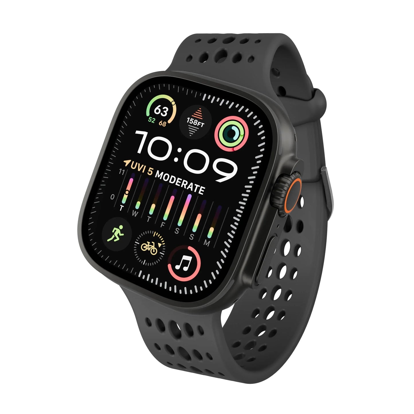 Curea DECODED Ares O pentru Apple Watch 44/46/49 mm, Silicon, Negru