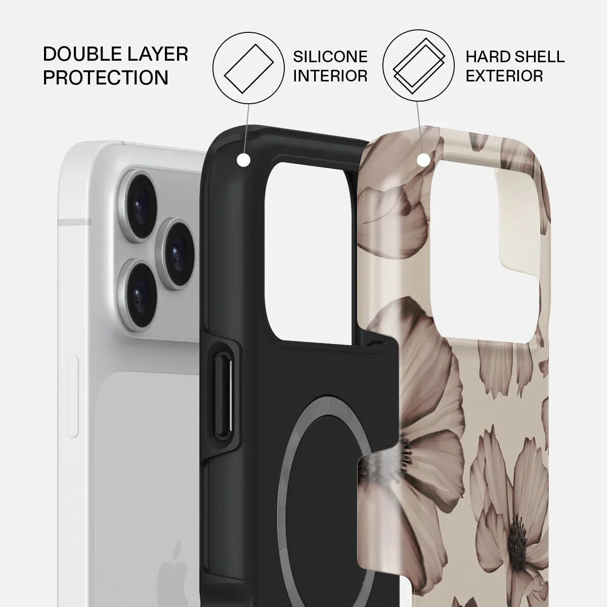 Husa de protectie BURGA pentru iPhone 17 Pro Max, Flori, Bej