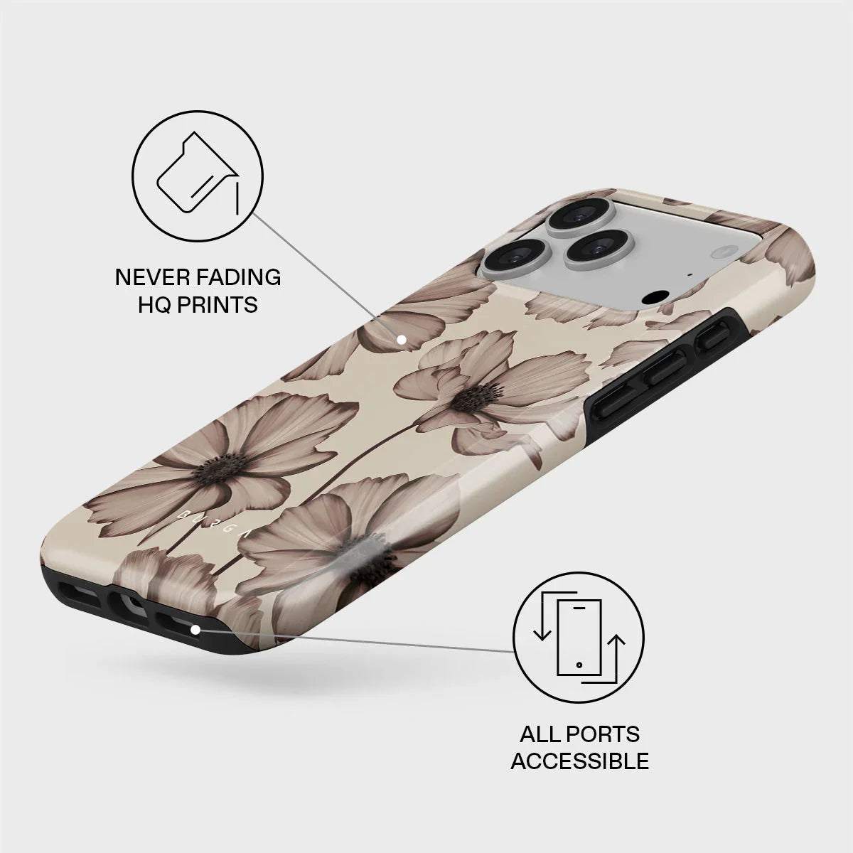 Husa de protectie BURGA pentru iPhone 17 Pro Max, Flori, Bej
