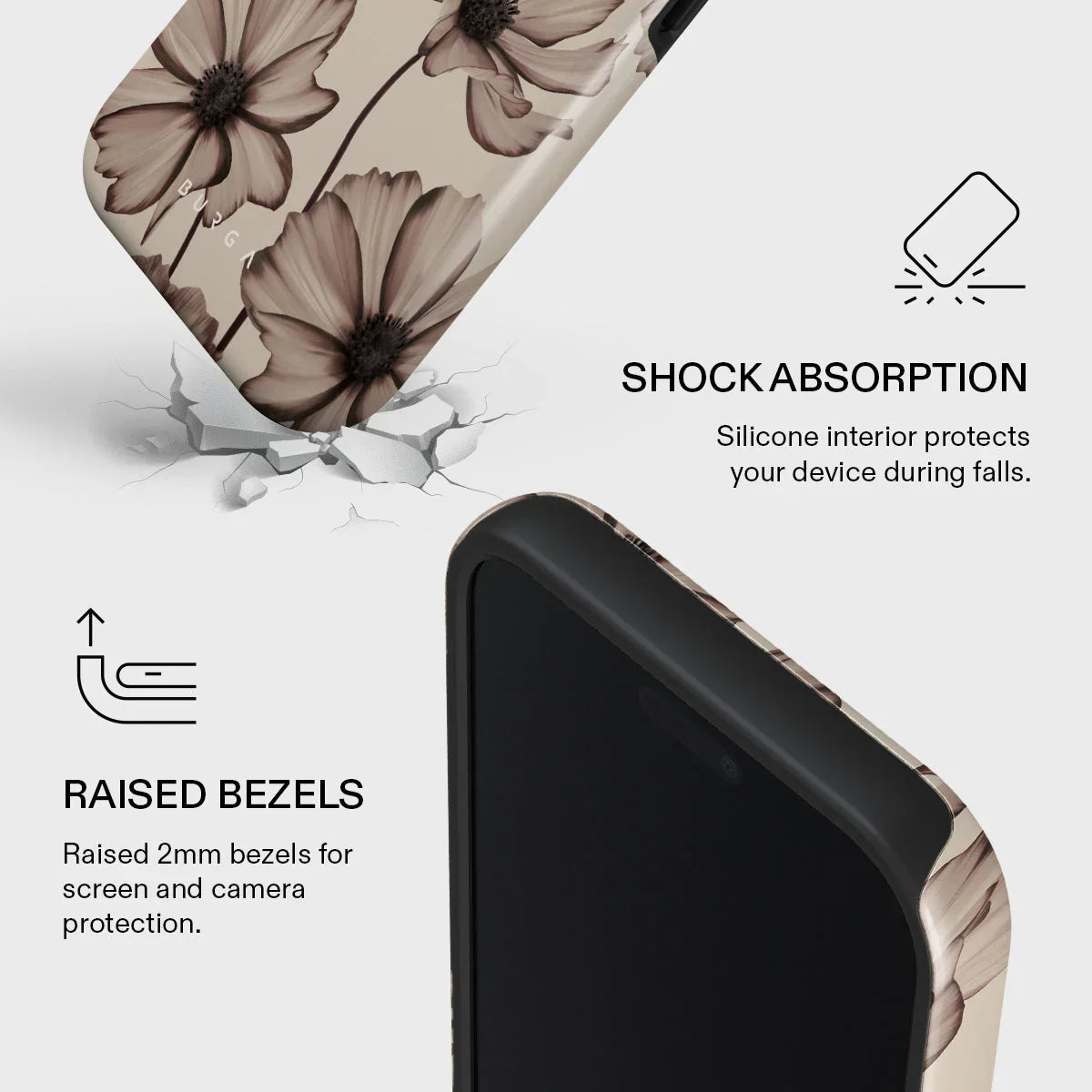 Husa de protectie BURGA pentru iPhone 17 Pro Max, Flori, Bej