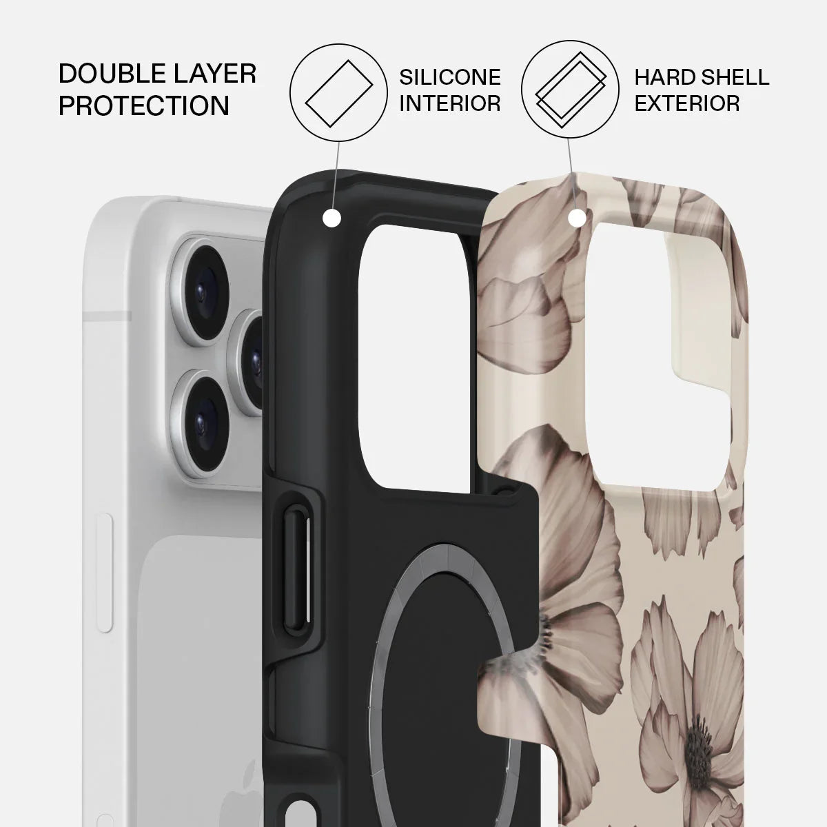 Husa de protectie BURGA pentru iPhone 17 Pro, Flori, Bej