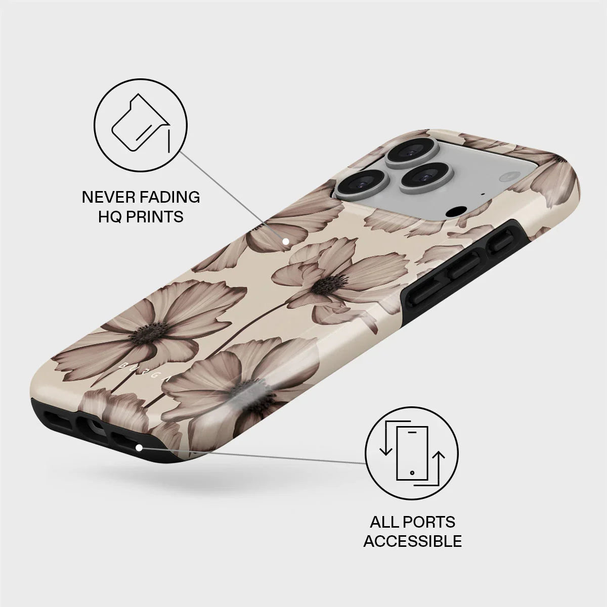 Husa de protectie BURGA pentru iPhone 17 Pro, Flori, Bej